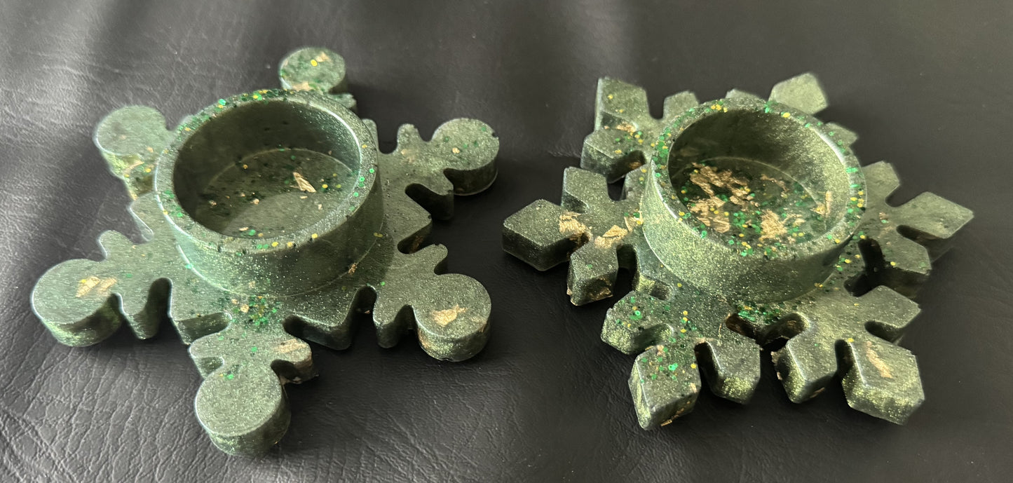 x2 Green & Gold Tea Lights