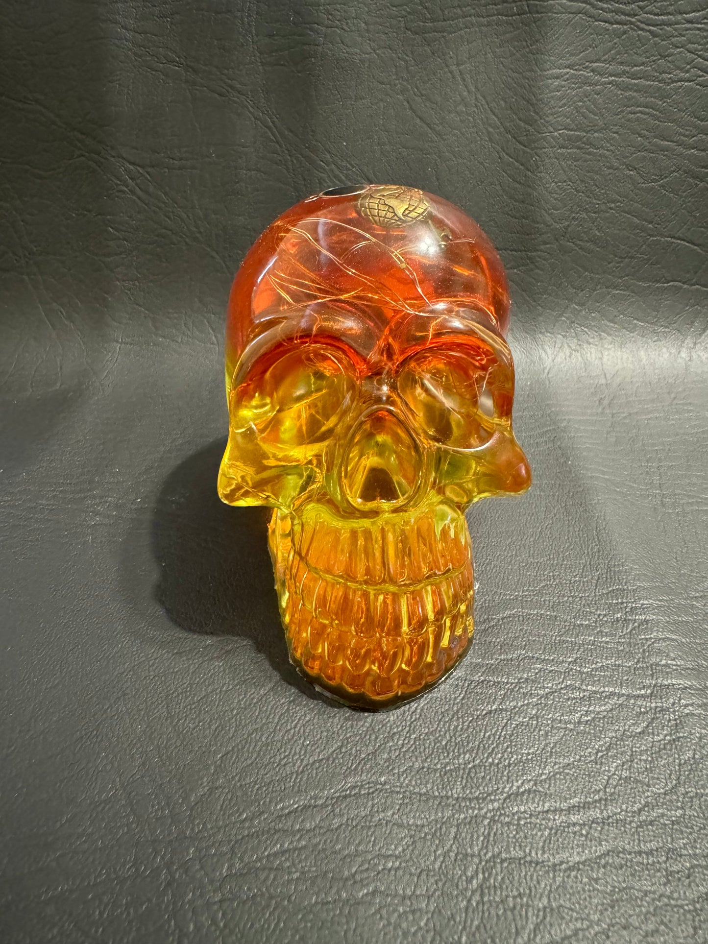 Orange & Yellow Light Up Resin Skull