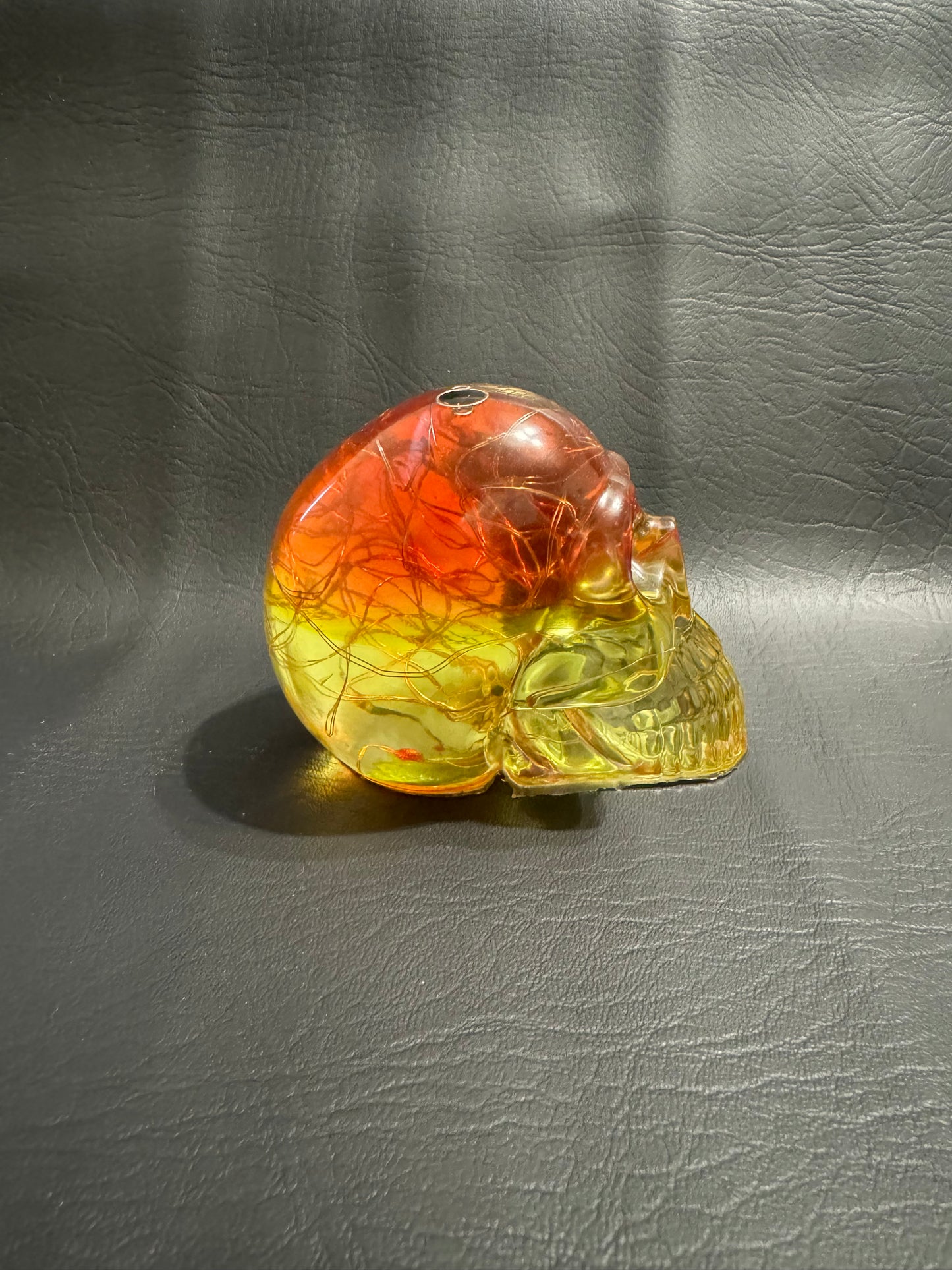 Orange & Yellow Light Up Resin Skull