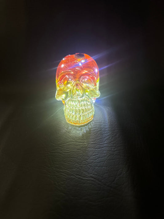 Orange & Yellow Light Up Resin Skull