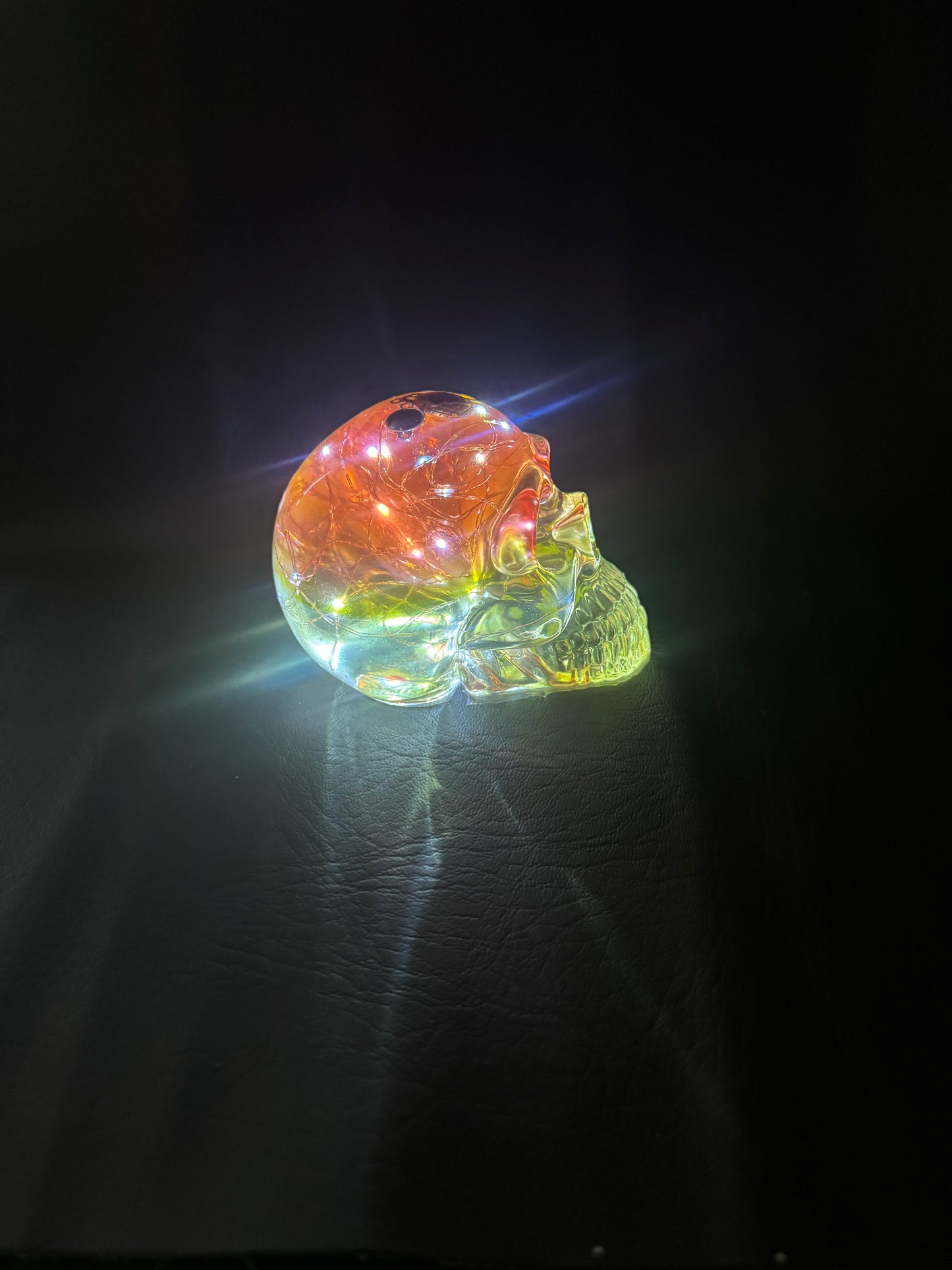 Orange & Yellow Light Up Resin Skull