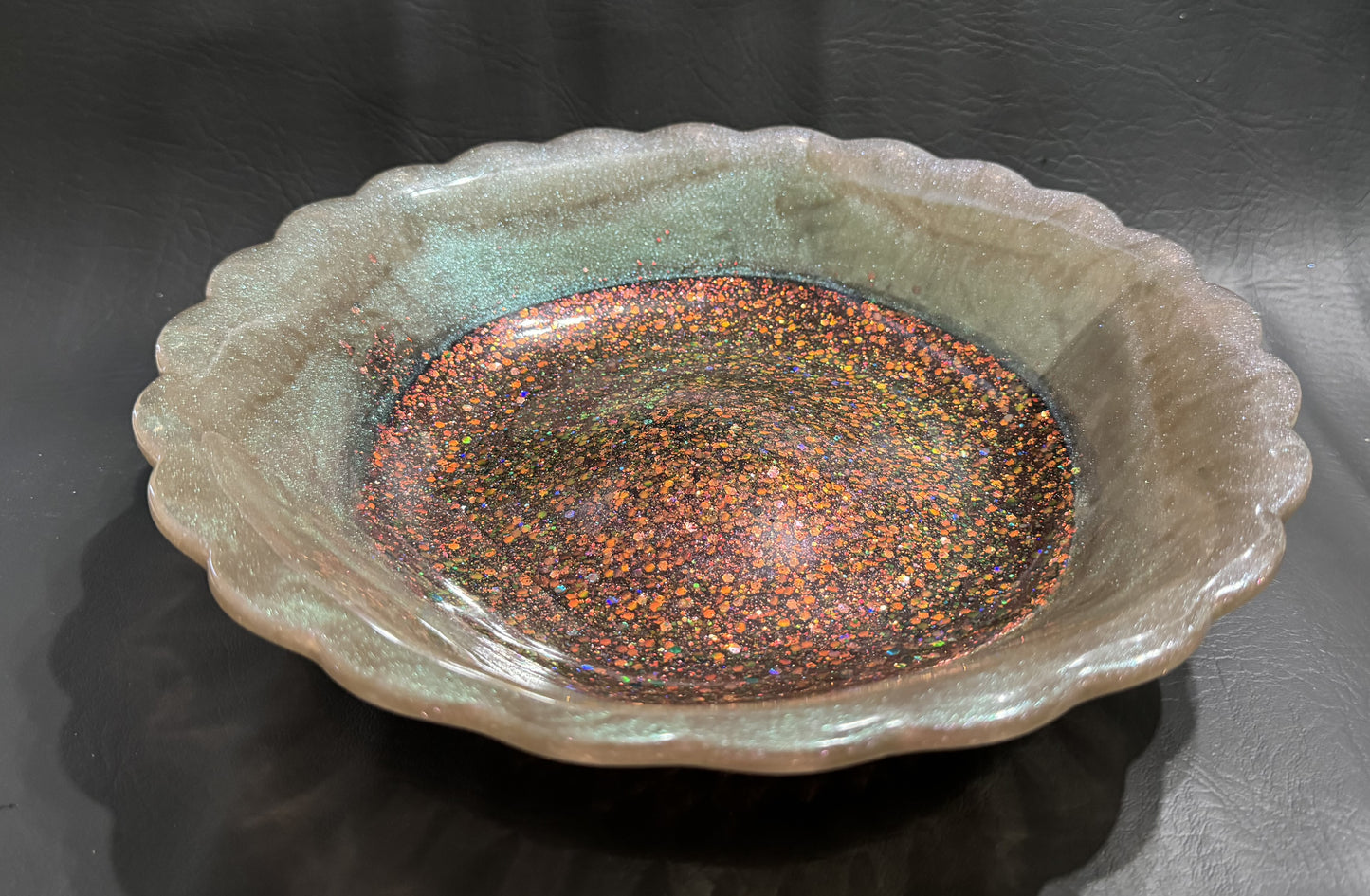 Green & Brown Sparkly Resin Bowl