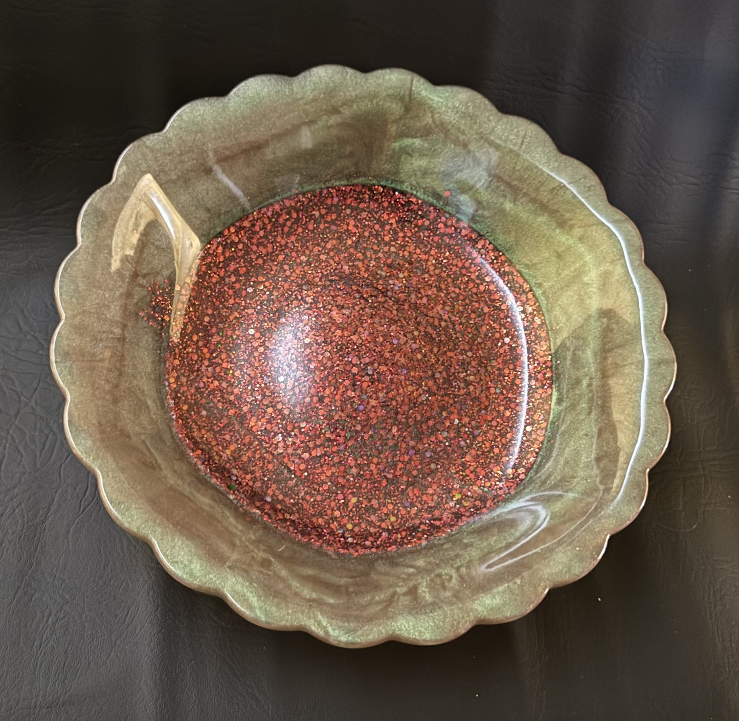 Green & Brown Sparkly Resin Bowl