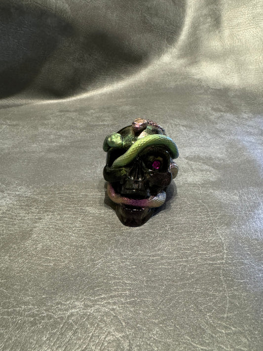 Black, Green & Purple Resin Skull