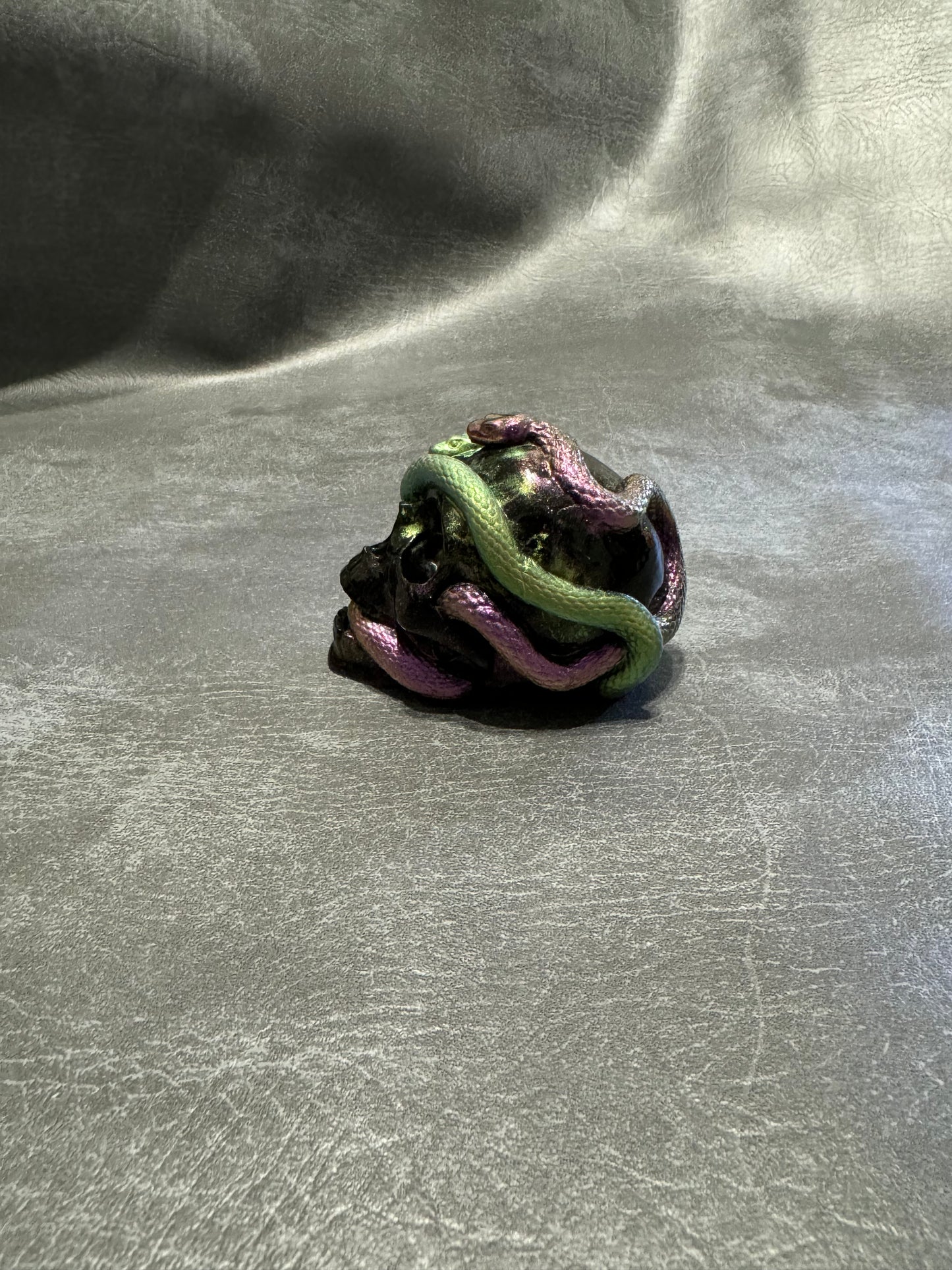 Black, Green & Purple Resin Skull