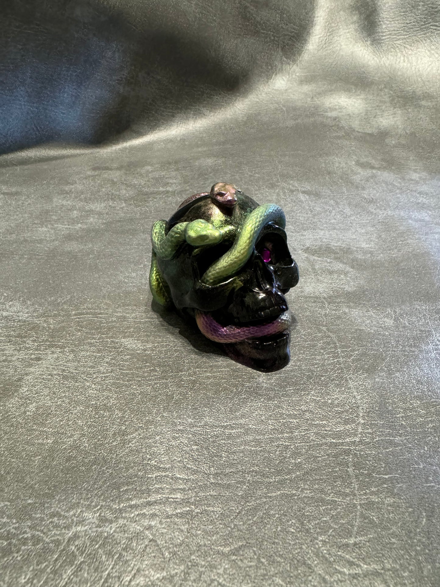 Black, Green & Purple Resin Skull