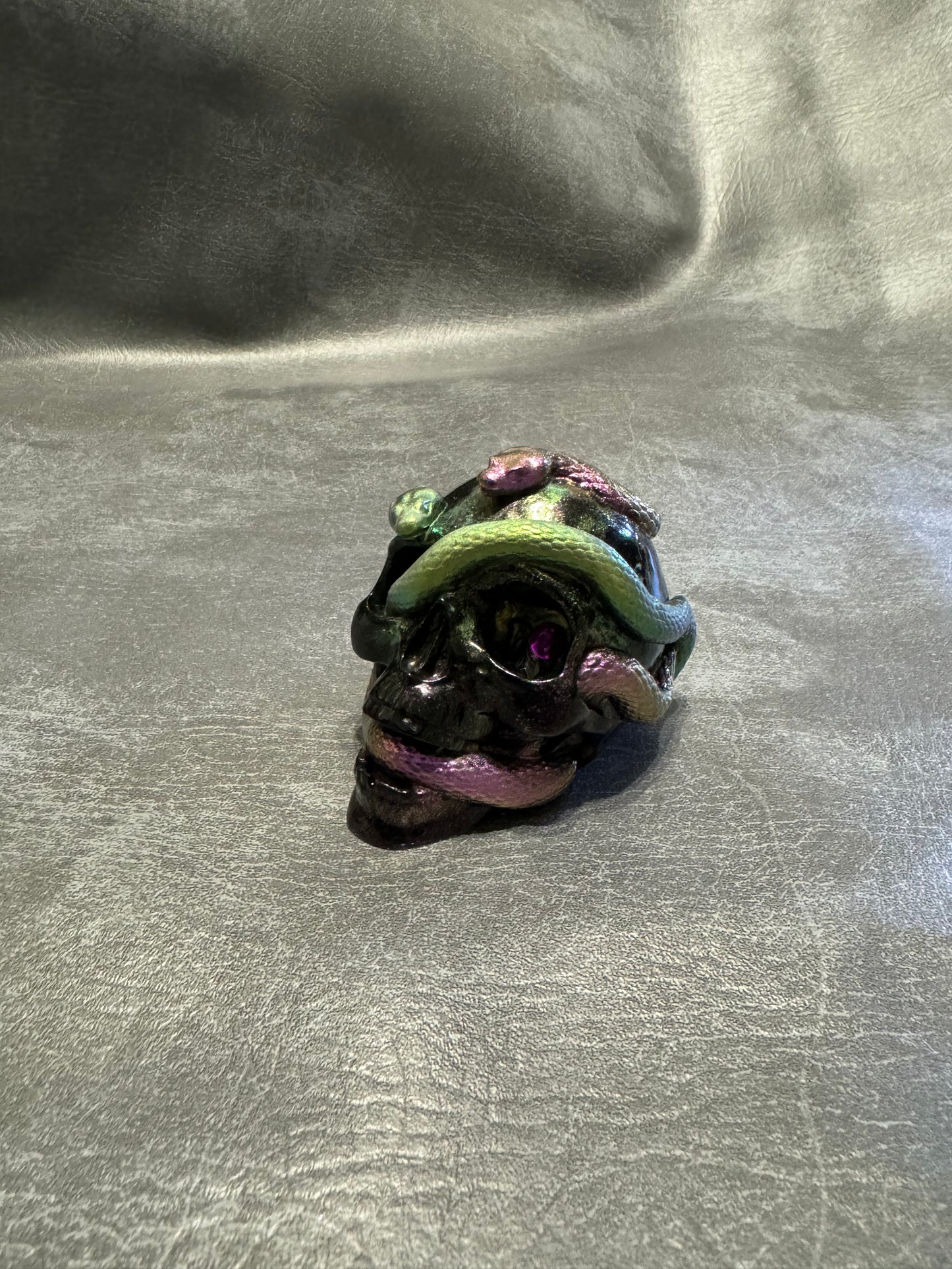 Black, Green & Purple Resin Skull