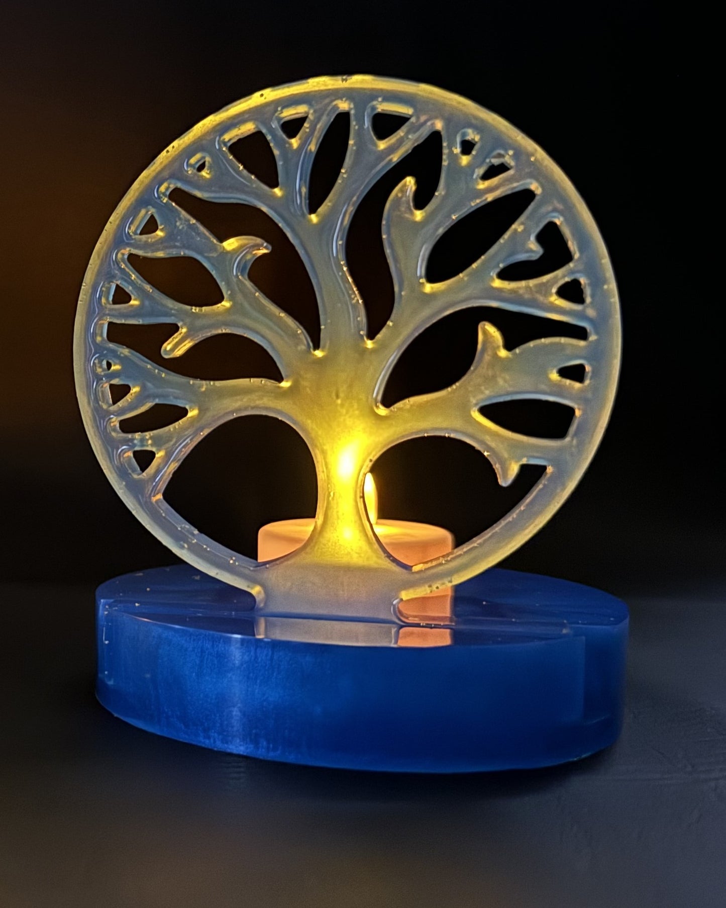 Blue Tea Light Holder Tree