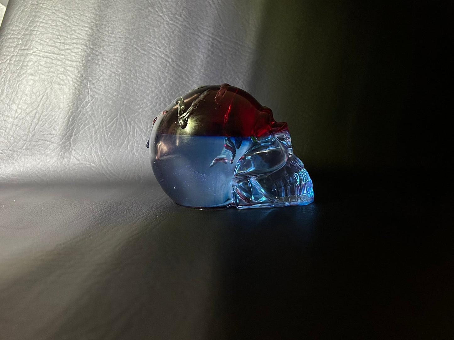 Blue & Red Resin Skull