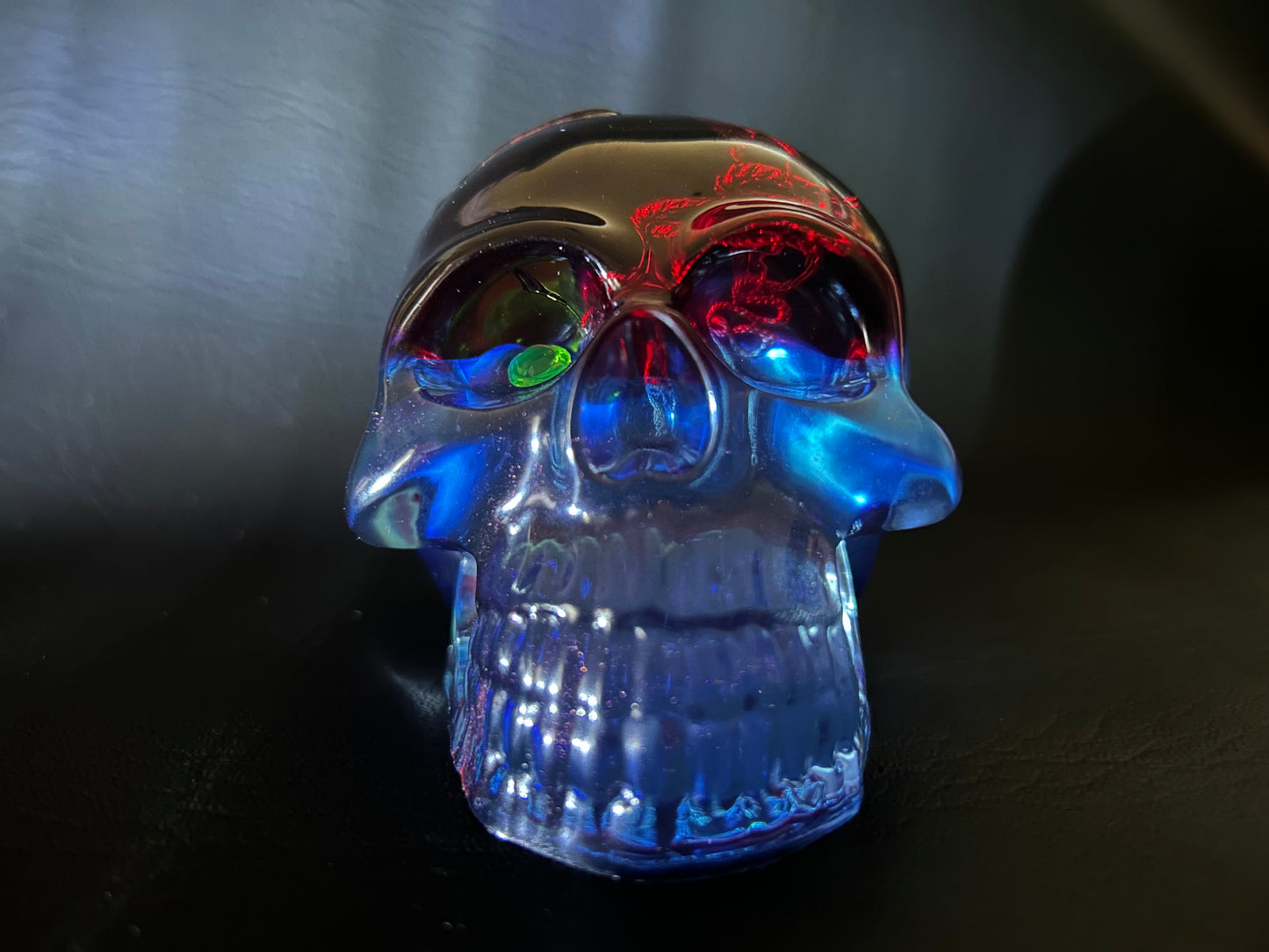 Blue & Red Resin Skull