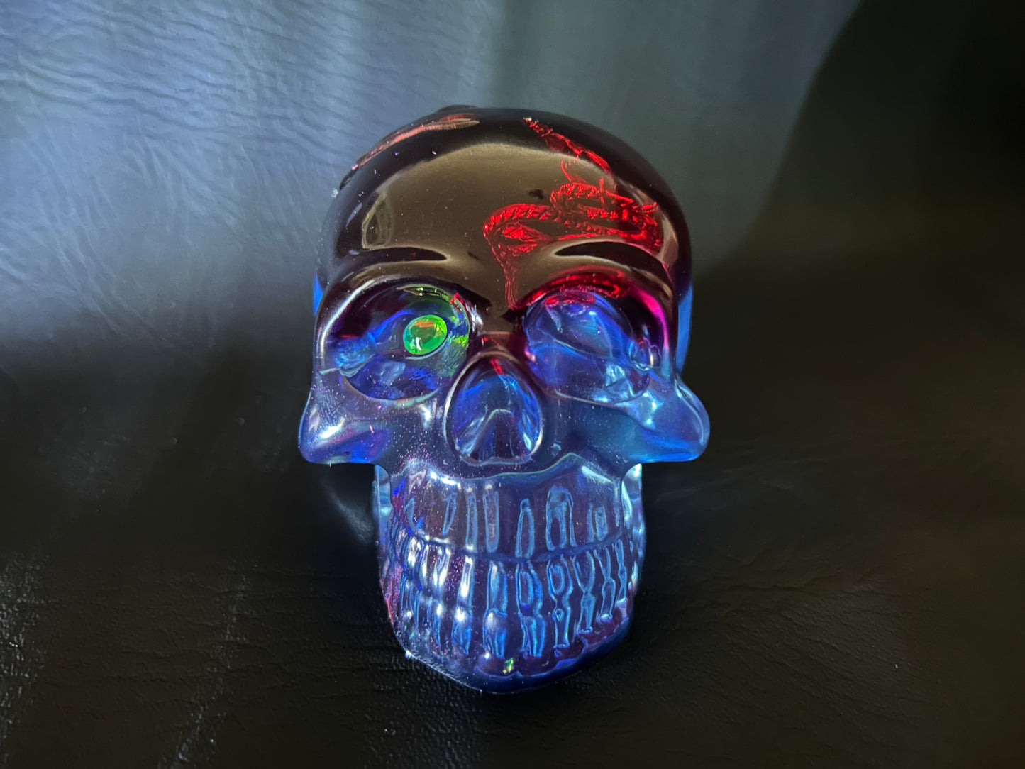 Blue & Red Resin Skull